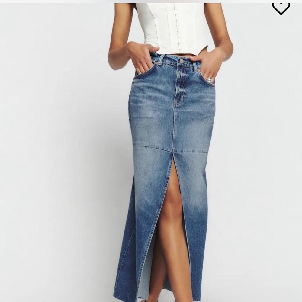 Reformation - Blue denim tazz maxi skirt with split #maxiskirt NWT size 29